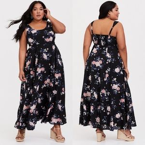 Torrid Black Floral Georgette Maxi Dress Size 3